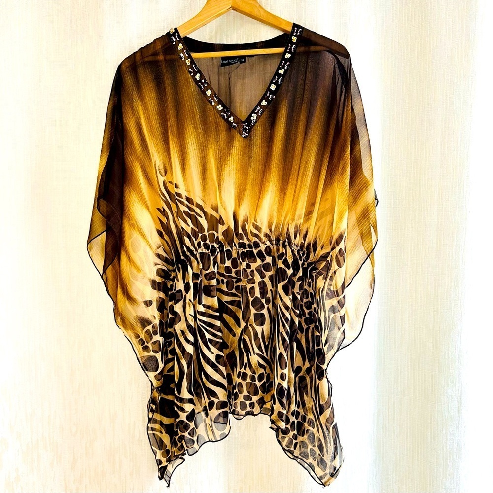 Animal print vintage boho flowy blouse